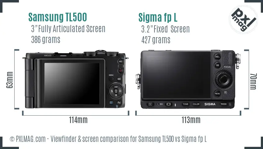 Samsung TL500 vs Sigma fp L Screen and Viewfinder comparison