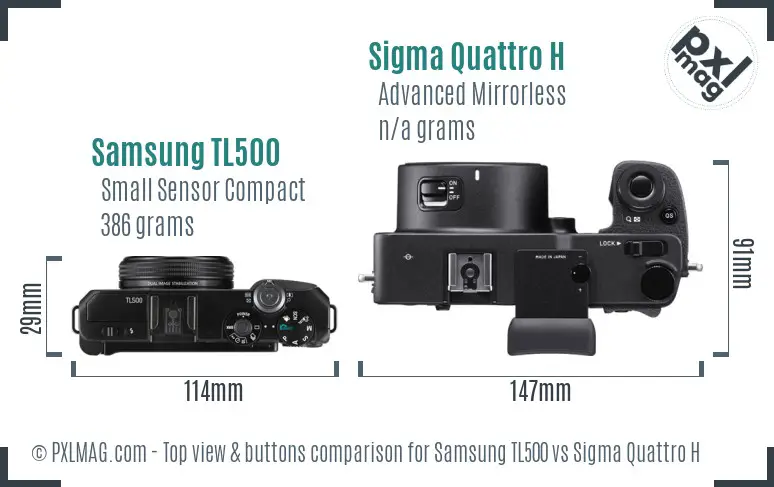 Samsung TL500 vs Sigma Quattro H top view buttons comparison
