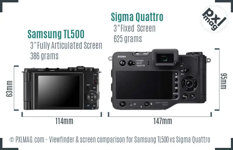 Samsung TL500 vs Sigma Quattro Screen and Viewfinder comparison