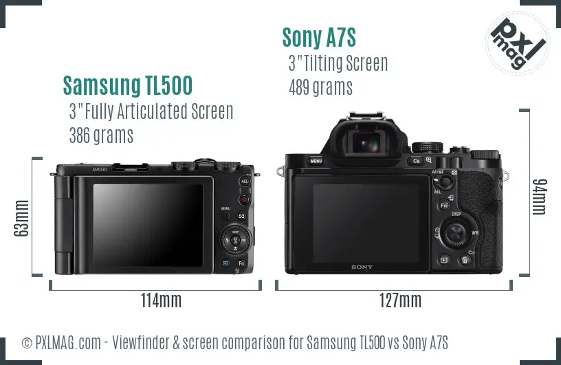 Samsung TL500 vs Sony A7S Screen and Viewfinder comparison