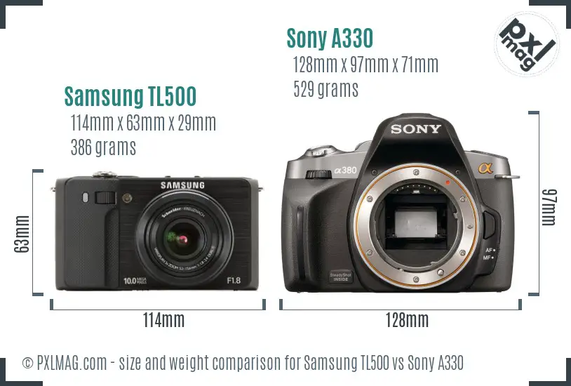 Samsung TL500 vs Sony A330 size comparison Samsung TL500 vs Sony A330 size comparison