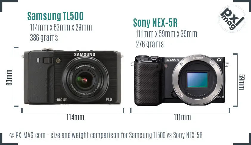 Samsung TL500 vs Sony NEX-5R size comparison