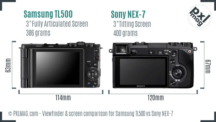 Samsung TL500 vs Sony NEX-7 Screen and Viewfinder comparison