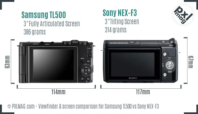 Samsung TL500 vs Sony NEX-F3 Screen and Viewfinder comparison Samsung TL500 vs Sony NEX-F3 Screen and Viewfinder comparison