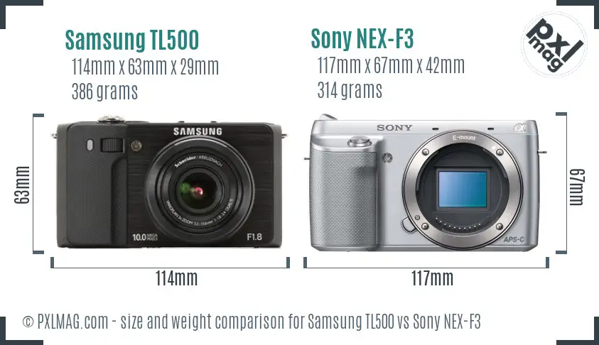 Samsung TL500 vs Sony NEX-F3 size comparison Samsung TL500 vs Sony NEX-F3 size comparison