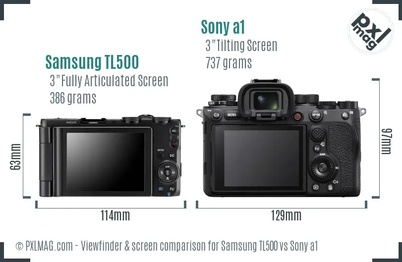 Samsung TL500 vs Sony a1 Screen and Viewfinder comparison