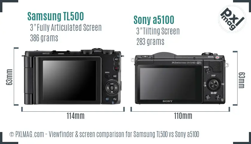 Samsung TL500 vs Sony a5100 Screen and Viewfinder comparison