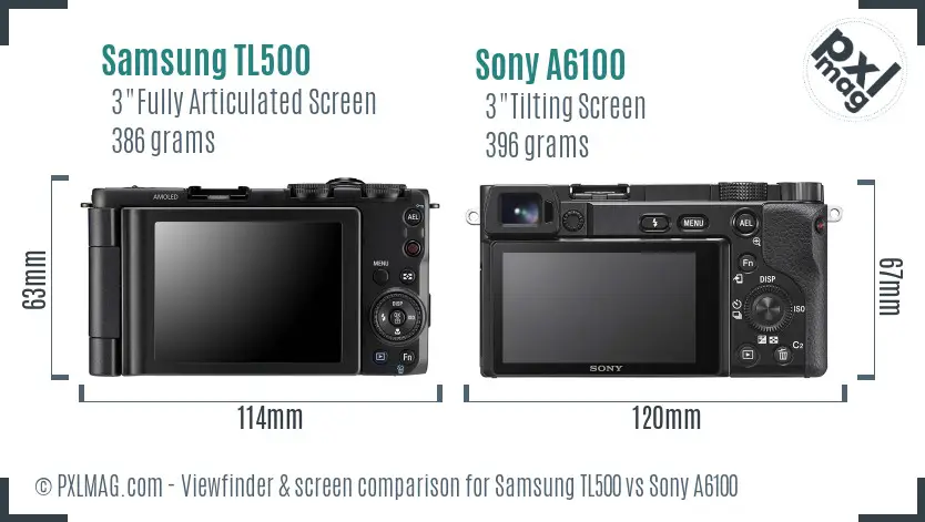 Samsung TL500 vs Sony A6100 Screen and Viewfinder comparison