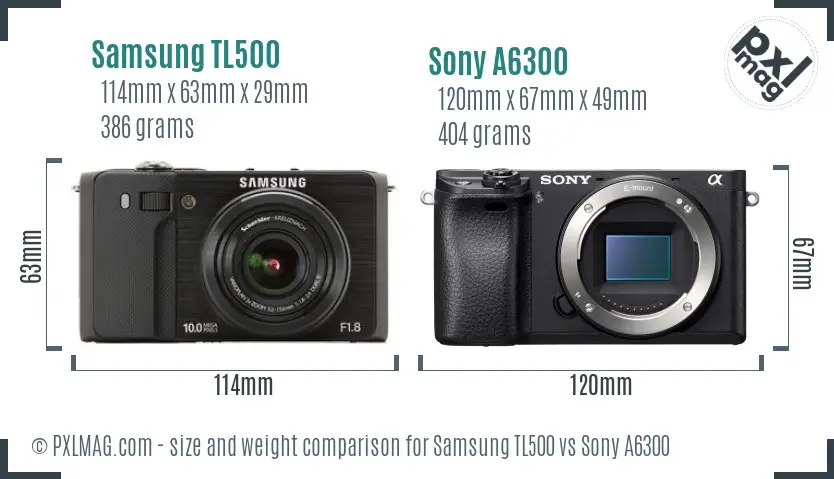 Samsung TL500 vs Sony A6300 size comparison Samsung TL500 vs Sony A6300 size comparison