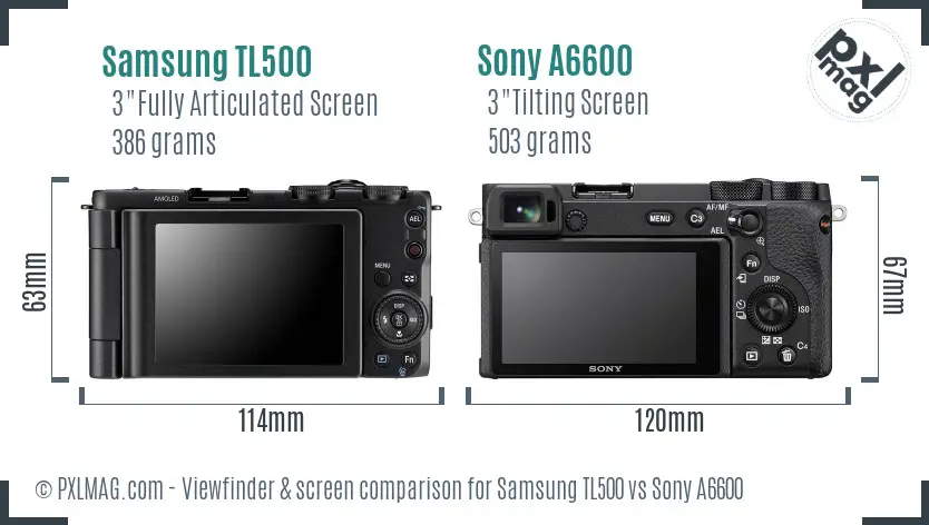 Samsung TL500 vs Sony A6600 Screen and Viewfinder comparison