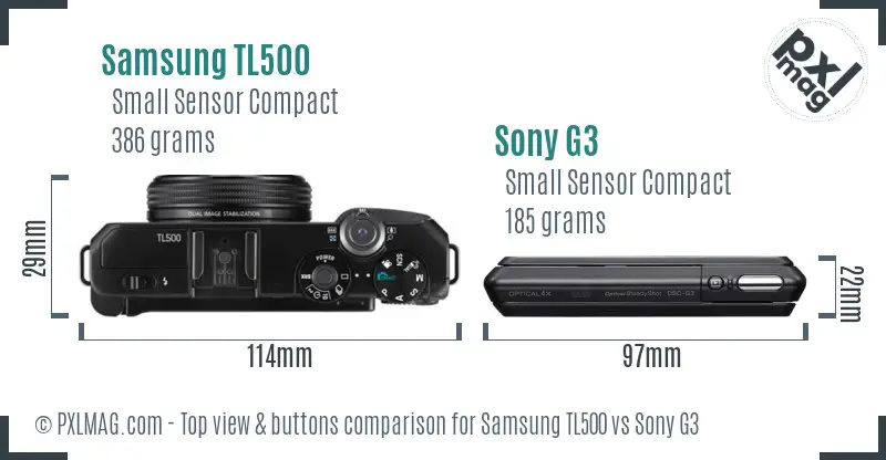 Samsung TL500 vs Sony G3 top view buttons comparison