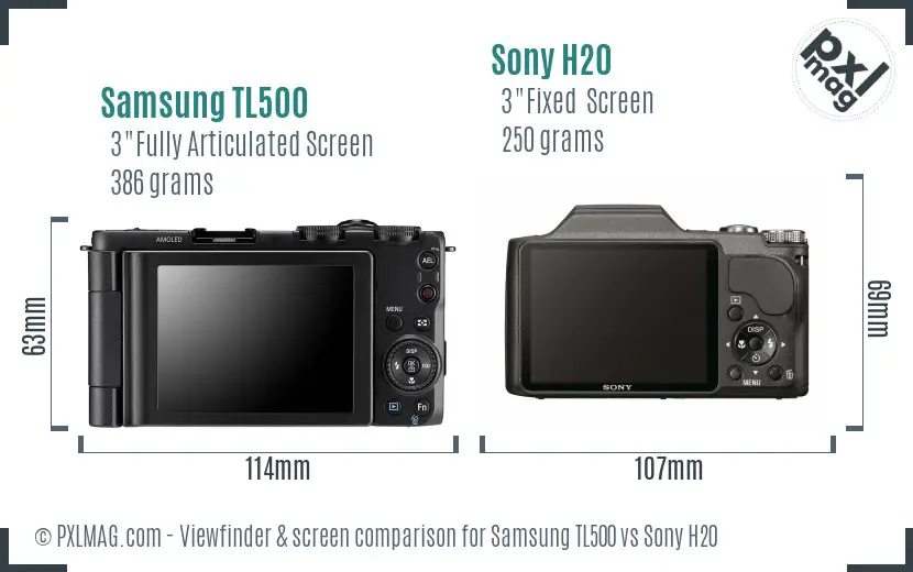 Samsung TL500 vs Sony H20 Screen and Viewfinder comparison Samsung TL500 vs Sony H20 Screen and Viewfinder comparison
