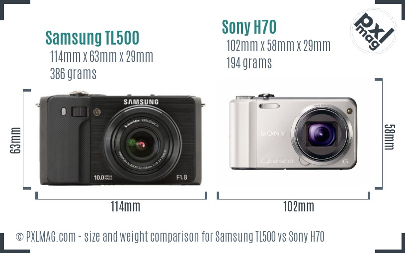 Samsung TL500 vs Sony H70 size comparison Samsung TL500 vs Sony H70 size comparison