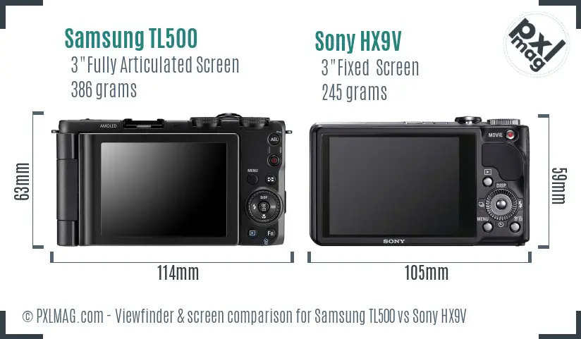 Samsung TL500 vs Sony HX9V Screen and Viewfinder comparison Samsung TL500 vs Sony HX9V Screen and Viewfinder comparison