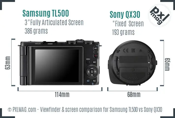 Samsung TL500 vs Sony QX30 Screen and Viewfinder comparison Samsung TL500 vs Sony QX30 Screen and Viewfinder comparison