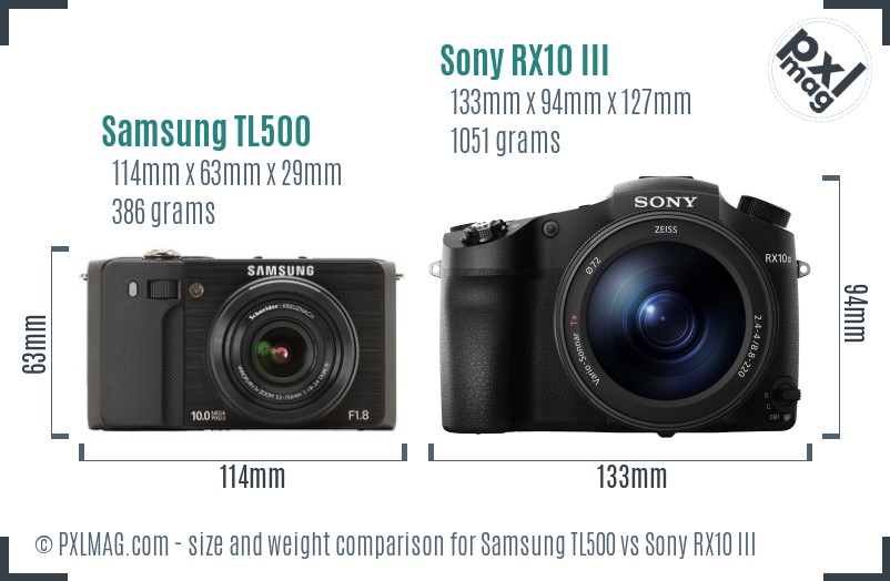 Samsung TL500 vs Sony RX10 III size comparison Samsung TL500 vs Sony RX10 III size comparison