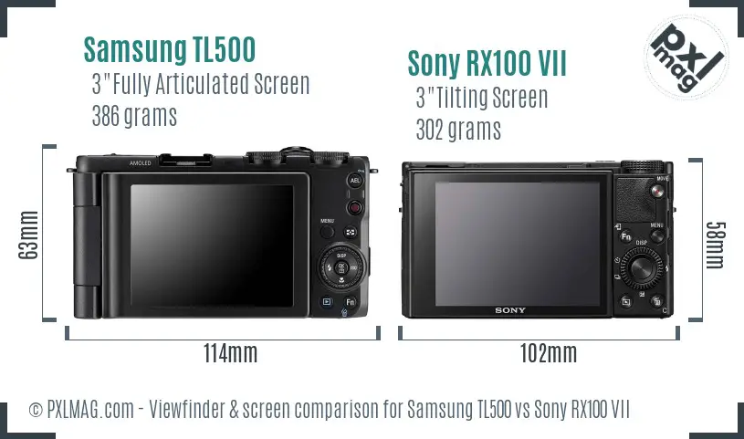 Samsung TL500 vs Sony RX100 VII Screen and Viewfinder comparison Samsung TL500 vs Sony RX100 VII Screen and Viewfinder comparison