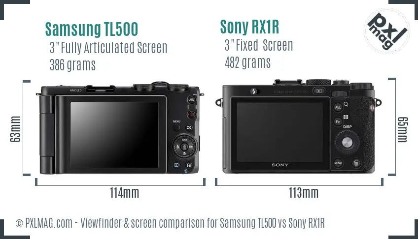 Samsung TL500 vs Sony RX1R Screen and Viewfinder comparison
