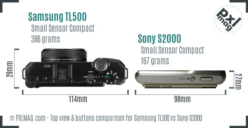 Samsung TL500 vs Sony S2000 top view buttons comparison