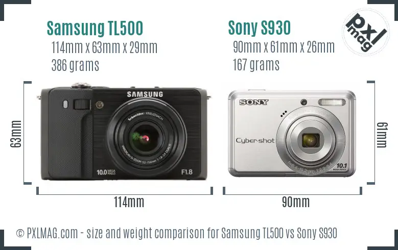 Samsung TL500 vs Sony S930 size comparison