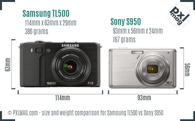 Samsung TL500 vs Sony S950 size comparison