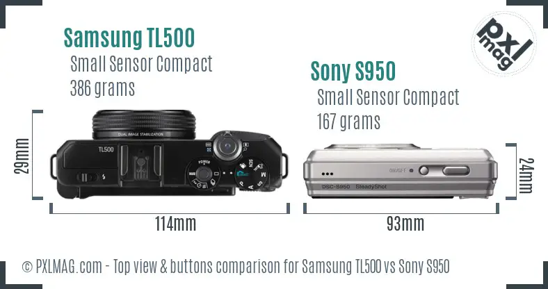 Samsung TL500 vs Sony S950 top view buttons comparison