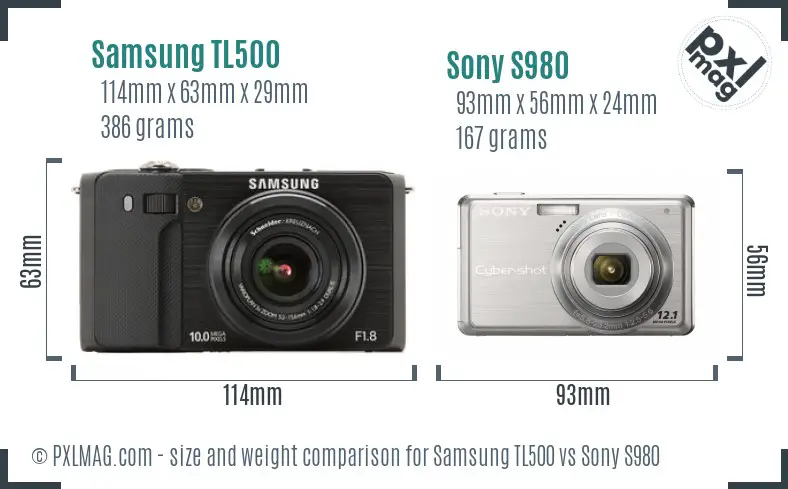 Samsung TL500 vs Sony S980 size comparison Samsung TL500 vs Sony S980 size comparison