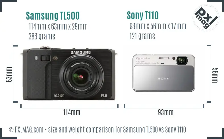 Size comparison of Samsung TL500 and Sony DSC-T110