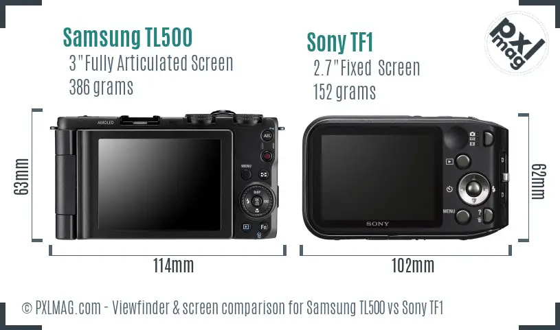 Samsung TL500 vs Sony TF1 Screen and Viewfinder comparison