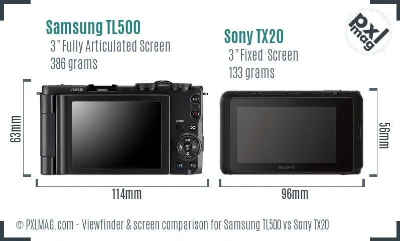Samsung TL500 vs Sony TX20 Screen and Viewfinder comparison Samsung TL500 vs Sony TX20 Screen and Viewfinder comparison