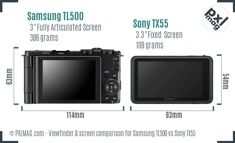 Samsung TL500 vs Sony TX55 Screen and Viewfinder comparison Samsung TL500 vs Sony TX55 Screen and Viewfinder comparison