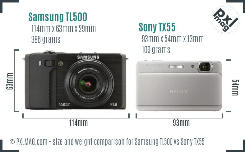 Samsung TL500 vs Sony TX55 size comparison Samsung TL500 vs Sony TX55 size comparison