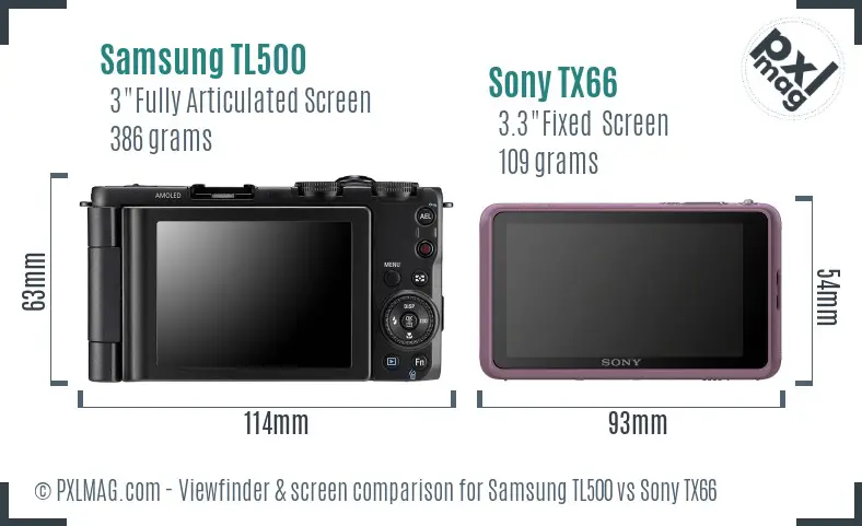 Samsung TL500 vs Sony TX66 Screen and Viewfinder comparison