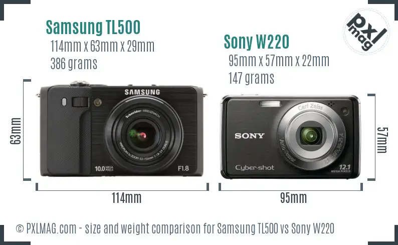 Samsung TL500 vs Sony W220 size comparison Samsung TL500 vs Sony W220 size comparison
