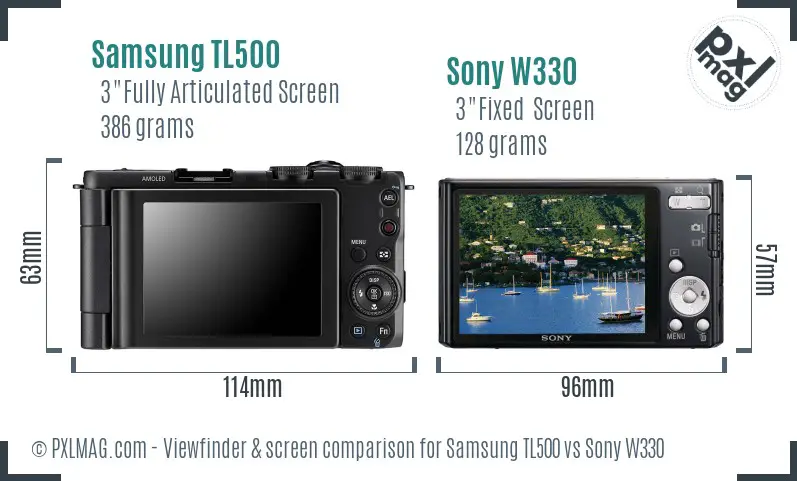 Samsung TL500 vs Sony W330 Screen and Viewfinder comparison Samsung TL500 vs Sony W330 Screen and Viewfinder comparison