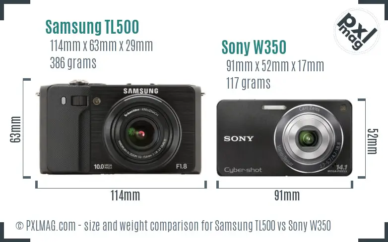 Samsung TL500 vs Sony W350 size comparison Samsung TL500 vs Sony W350 size comparison