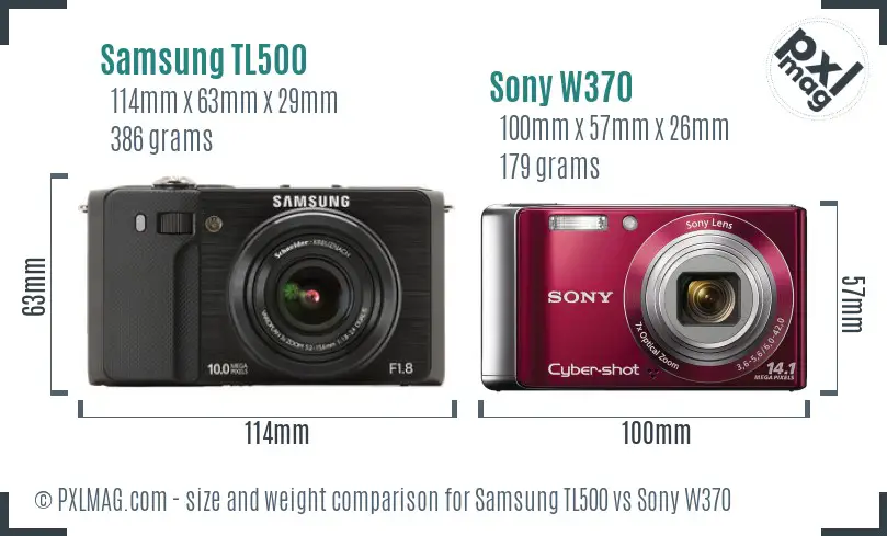 Samsung TL500 vs Sony W370 size comparison