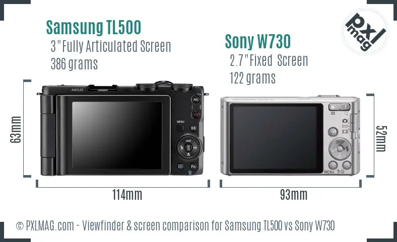 Samsung TL500 vs Sony W730 Screen and Viewfinder comparison Samsung TL500 vs Sony W730 Screen and Viewfinder comparison