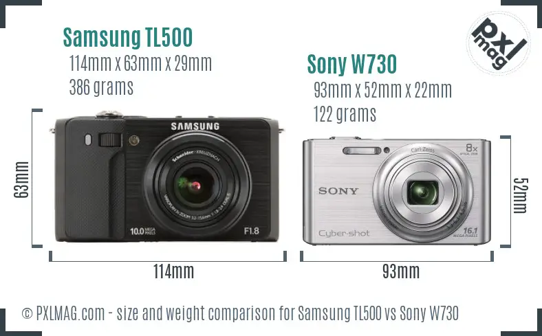Samsung TL500 vs Sony W730 size comparison Samsung TL500 vs Sony W730 size comparison