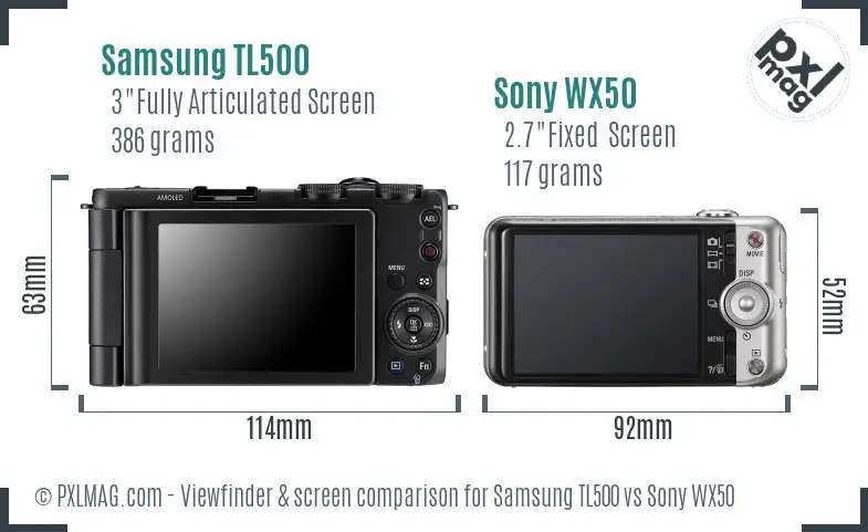 Samsung TL500 vs Sony WX50 Screen and Viewfinder comparison Samsung TL500 vs Sony WX50 Screen and Viewfinder comparison