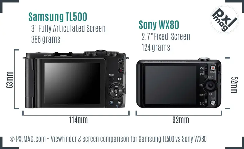 Samsung TL500 vs Sony WX80 Screen and Viewfinder comparison Samsung TL500 vs Sony WX80 Screen and Viewfinder comparison