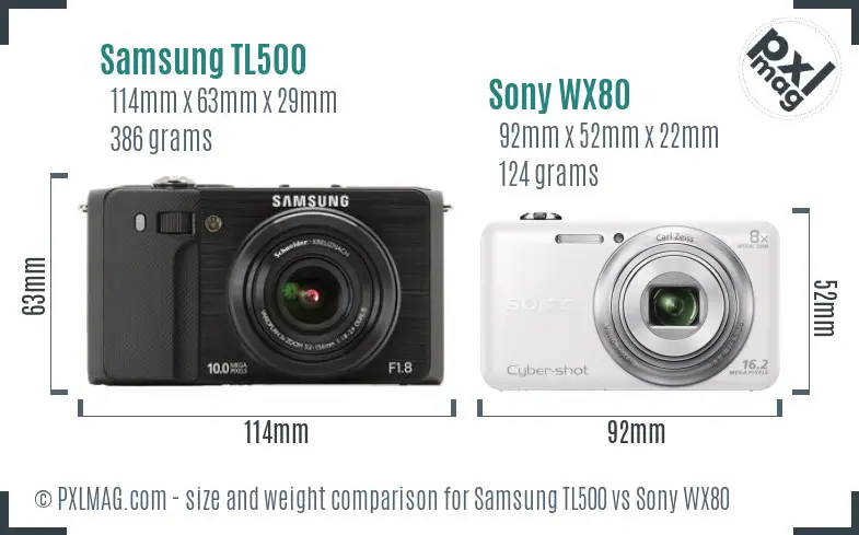Samsung TL500 vs Sony WX80 size comparison Samsung TL500 vs Sony WX80 size comparison