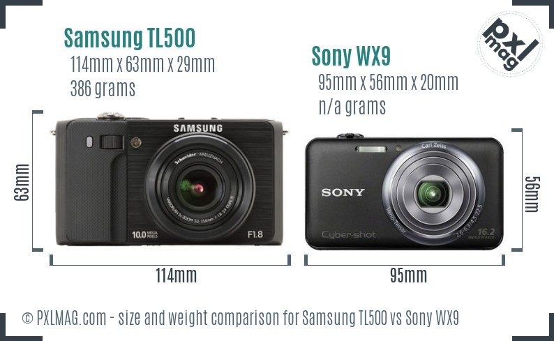 Samsung TL500 vs Sony WX9 size comparison Samsung TL500 vs Sony WX9 size comparison