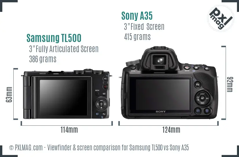 Samsung TL500 vs Sony A35 Screen and Viewfinder comparison Samsung TL500 vs Sony A35 Screen and Viewfinder comparison