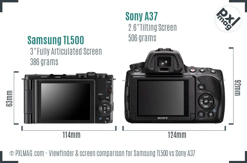 Samsung TL500 vs Sony A37 Screen and Viewfinder comparison