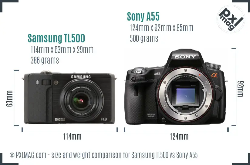 Samsung TL500 vs Sony A55 size comparison Samsung TL500 vs Sony A55 size comparison