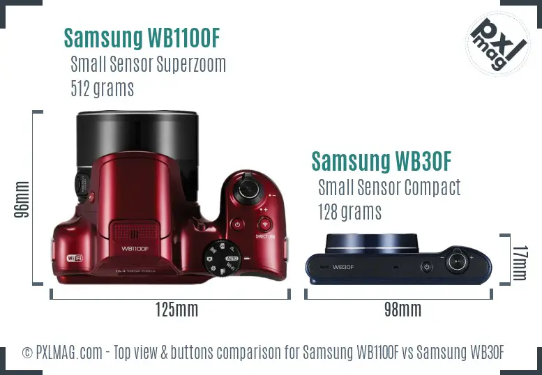 Samsung WB1100F vs Samsung WB30F top view buttons comparison