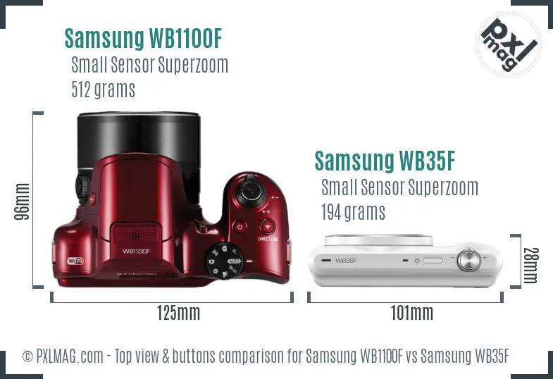 Samsung WB1100F vs Samsung WB35F top view buttons comparison