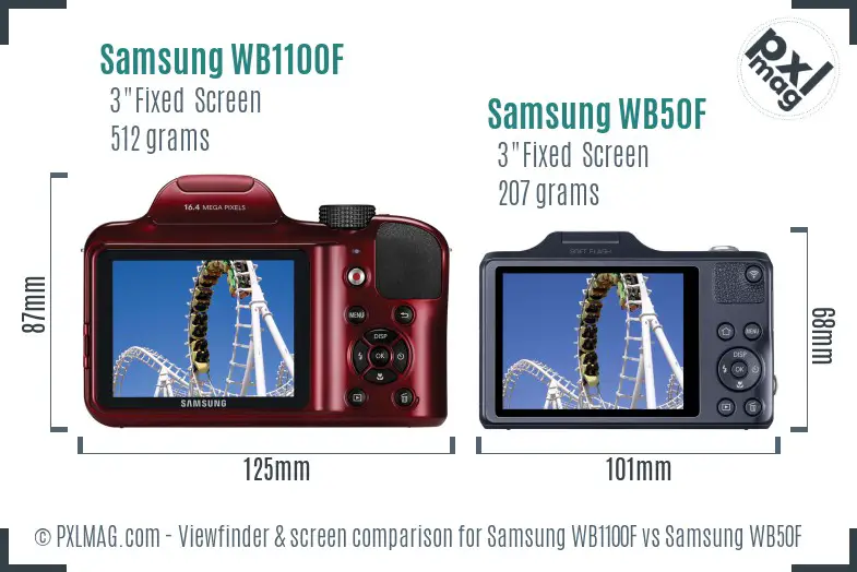 Samsung WB1100F vs Samsung WB50F Screen and Viewfinder comparison