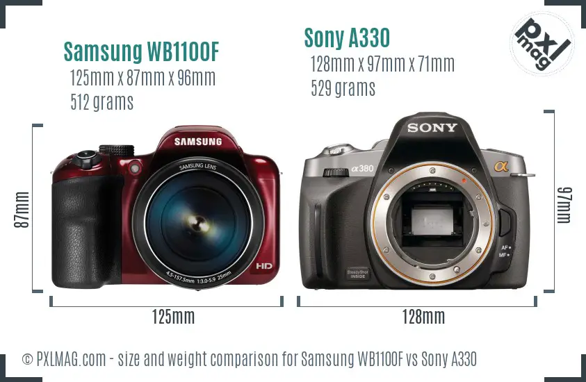 Samsung WB1100F vs Sony A330 size comparison Samsung WB1100F vs Sony A330 size comparison